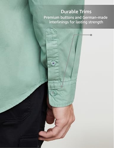 Image of Symbol Premium Men Long Sleeve Casual Washed Cotton Twill Shirt (Regular Fit)