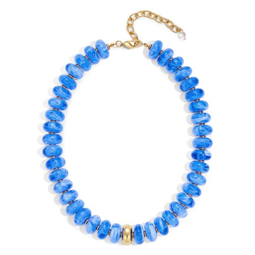 TENTMENTISE Blue Necklaces for Women, Statement Colorful Beaded Choker