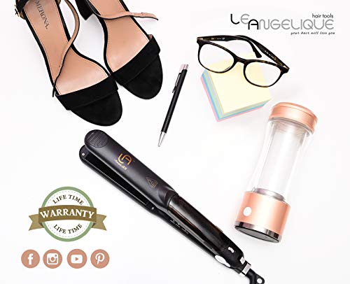 Le Angelique Professional Steam Hair Straightener - 2-In-1 Flat Iron Steamer - Silk Press For African American Hair Styling | Home & Salon Use | Ceramic Tourmaline Plates - Steam And Temp Control #TOP5