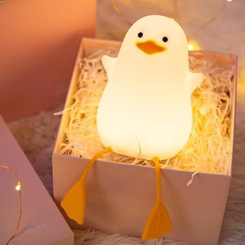 Image of KRESHU Cute Duck LED Night Light Soft Silicone Warm Dimmable Lamp with Touch Control Sensor USB Rechargeable Night Lamp for Baby Room /Bedroom /Living Room /Home (Pack of 1)