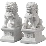 coppia di statue di leone custode del feng shui, cani foo per la casa e l'esterno, decorazione asiatica all'ingresso, l'inaugurazione della casa, 18 cm