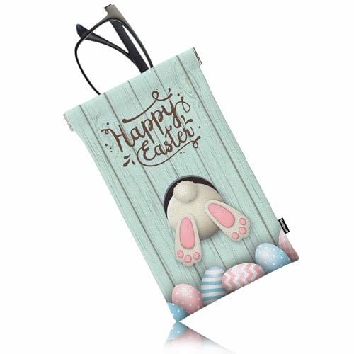 Beabes Estojo de óculos de joaninha, estojo de óculos de sol de couro PU, organizador de óculos, estojo para óculos de sol bolsa para homens e mulheres, Coelho, 7.3x4.7 Inch