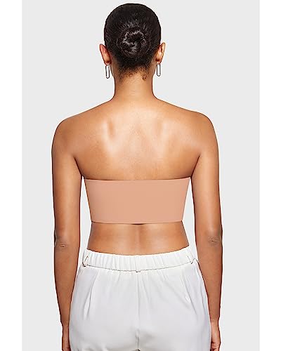 Image of INLYRIC Women's Inbarely Strapless Bandeau Bra Bralette Tube Top Seamless Comfortable Stretchy Non Padded Bras Tops
