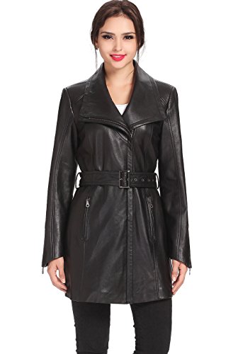 BGSD Women Fiona Lambskin Leather Trench Coat (Also available in Petite)