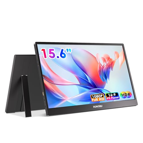 Image of Portable Monitor, 15.6 inch FHD 1080P IPS Screen with Low Blue Light, Dual Speakers & 3.5mm Audio Jack, Adjustable Stand, USB-C /HDMI Compatibility for Laptop, PC, Phone, Gaming Console