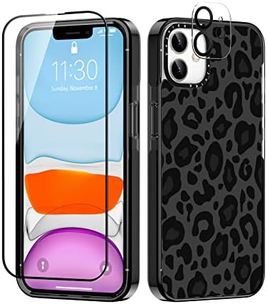 VeJerKK [3 in 1 Compatible with iPhone 11 Case,Cute Cheetah Leopard Pattern with Built-in Bumper Protective Phone Case Cover Designed for iPhone 11 Cases 6.1" Screen Protector + Camera Lens Protector