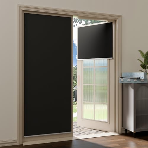 Sumobaby Blackout Curtains Portable Roll-Up,No Drill Blackout Roller Shades with Heat-Resistance Magic Tapes,100% Blackout Window Cover,Thermal Insulated Blinds for Windows(W26” X L64”,1 Panel,Black)