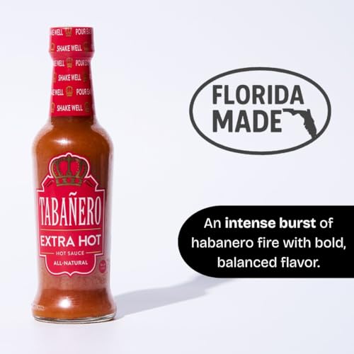 Image of Tabanero Extra Hot Sauce, Made in the USA, Sodium, Small Glass Bottle, 5 oz