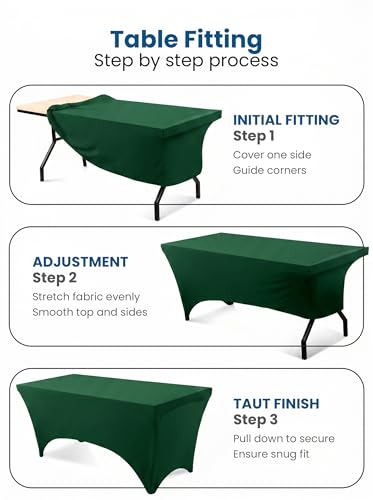 Image of Utopia Kitchen Spandex Tablecloth 1 Pack[6FT, Emerald Green] Tight, Fitted, Washable and Wrinkle Resistant Stretch Rectangular Patio Table Cover for Event, Wedding, Banquet & Parties[72Lx30Wx30H Inch]