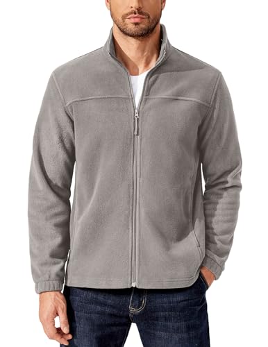 COOFANDY Men's Polar Fleece Jacket Lightweight Full Zip Jackets Outdoor Hiking Casual Soft Warm Coat With Pockets