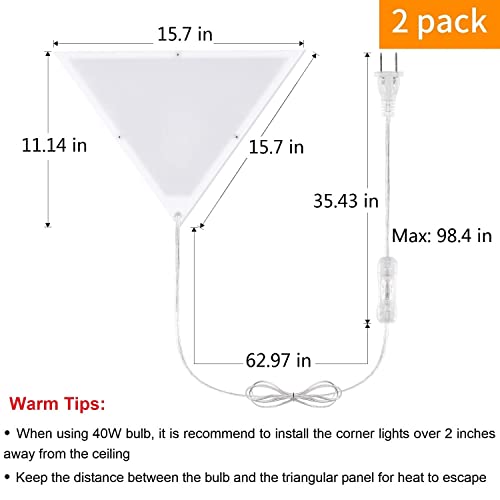 Zlierop Corner Lights For Living Room, Corner Light 2 Pack With Switch, Plug In Ceiling Lights With Acrylic White Shade, Modern Triangle Corner Lights For Bedroom, Kids Room, Office, Apartments #TOP3