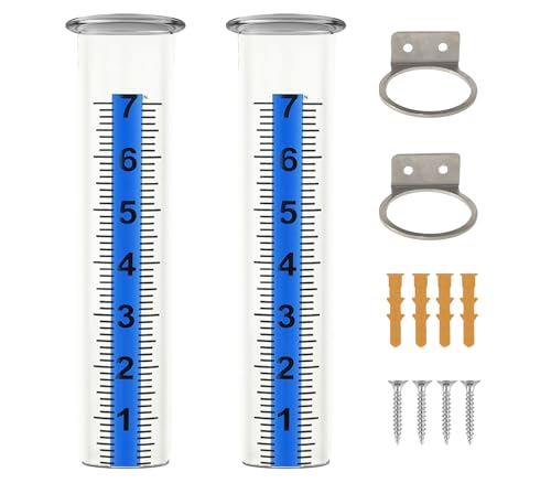 dgudgu Set of 2 Transparent Rain Gauge Outdoor Rain Guage with Stainless Steel Mounting Rack Holder 7