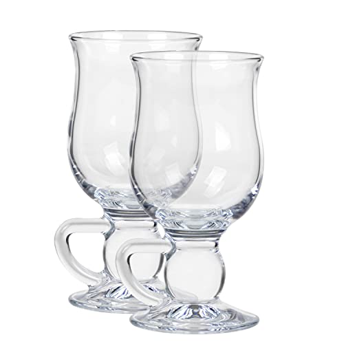 Jairestone Irish Coffee Handled Mug, Clear Tall Glass Cups For Hot Beverages, High Base Glass Latte Cups, Set Of 2 #TOP1