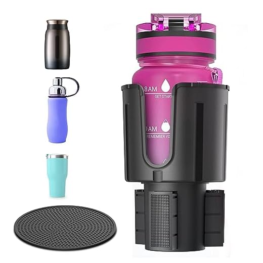 Car Cup Holder Expander with Offset Adjustable Base, Compatible with Yeti 20/36/40oz, Hydro Flasks 32/40oz, Fits Most Cup Holder, Diameter Bottles in 3.4"-4"