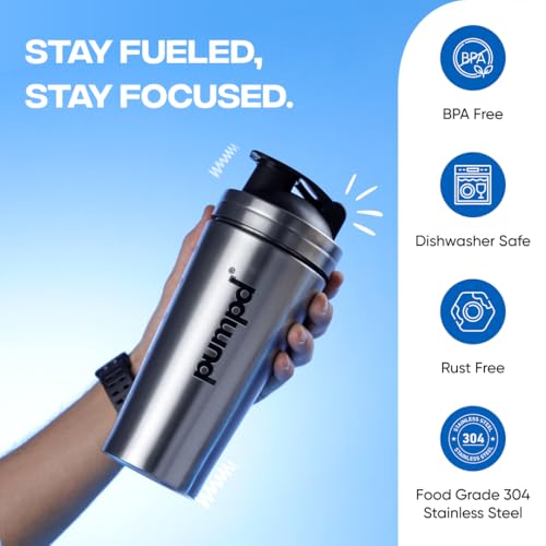 PUMPD 750ml Silver Protein Shaker Bottle - Image 5