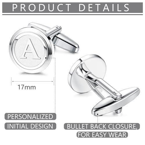 Image of LOYALLOOK Initial Gold Cufflinks for Men Gold Cuff Links Personalized Copper CuffLinks Letter Cufflinks Gift for Groom Husband Father