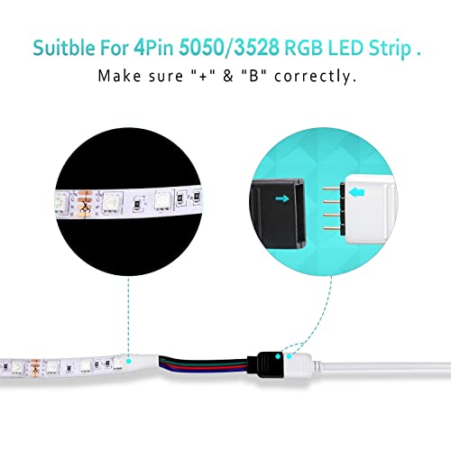Nelyeqwo 4 Pack 2M 6.5Ft Rgb Extension Cable Led Strip Connector 4 Pin Solderless Strip Jumper Cables Kit With 8 Pack 4 Male Pin Connector For 5050 3528 Rgb Led Strip Light (6.56Ft) #TOP4