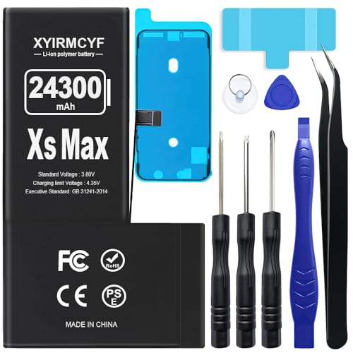 XYIRMCYF 24300mAh Super Capacity Battery Compatible with iPhone Xs MAX 0 Cycle Li-Polymer Replacement Battery for iPhone Xs MAX with Professional Repair Tool Kit