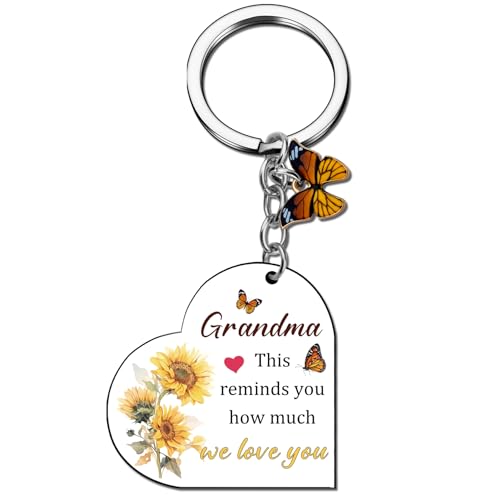 Grandma Keychain Gifts From Grandkids Best Birthday Christmas Gifts For Grandma Grandmother Thoughtful Mothers Day Gift For Grandmas Great First Time Grandmas Gift Sunflower Keychain for Grandmother