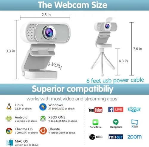 Image of ZIQIAN USB C Webcam 1080P | Live Streaming Web Camera with Stereo Microphone | Desktop or Laptop USB Web cam 110 Degree View Angle | HD for Switch 2,Video Calling, Recording, Conferencing, Gaming