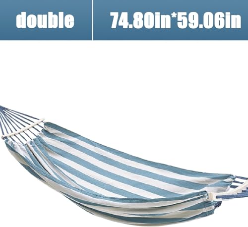 Hamac de plage de camping double avec couchage bleu et blanc - 3