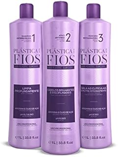 Cadiveu - Plastica Dos Fios Brazilian Keratin Hair Smoothing System Anti Frizz Active, Anti Residue Shampoo And Repair Mask - The Best Treatment System - (3x1000 ML) (Set of 3)