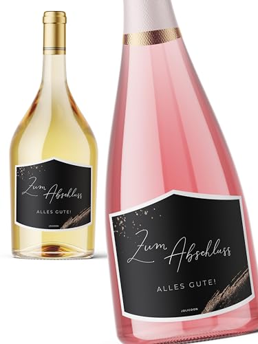 JoliCoon Flaschenetikett Zum Abschluss alles Gute - Bestandene Pr&uuml;fung Geschenk - Weinetikett zum Abschluss Geschenk 9,3x7cm