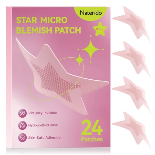 Naterido Star Micro Hydrocolloid Deep Blemish Patch 24 Counts Day & Night Clear Stickers Spot Dots for Face Zit Patches