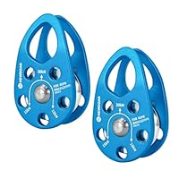 NewDoar Micro Mikro Mobile Seilrolle Umlenkrolle 30KN/6746 lb Mobile Einzelrolle Pulley Flaschenzug für max. 12 mm Seil zum Klettern, Rettungsheben, Anhalterfahren-Blau/2 Stück