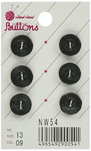 KIYOHARA ナウナウボタン シャツボタン 4つ穴 貝調 6個入 13mm ブラック NW54