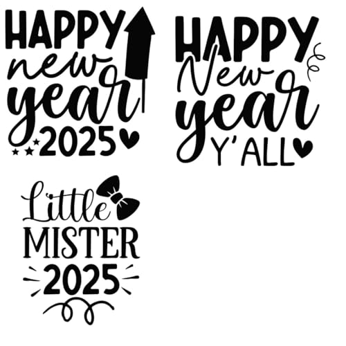 Happy New Year 2025 Iron Transfer Patch Heat Transfer Sticker Vinyl Design Iron Applique T-Shirt Clothing DIY Craft Applique Clothing Decoration