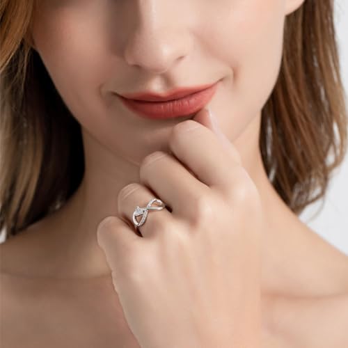 Infinity Promise Rings for Her 925 Sterling Silver Love Heart Engagement Rings for Women Anniversary Jewelry Gift Size 5-122