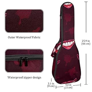 Housse de transport pour ukulélé avec sourire de vampires effrayants et taches de sang pour concert ténor soprano, 58,4… - Les Beatles, Paul McCartney, John Lennon, RIngo Starr, George Harrison Housse de transport pour ukulélé avec sourire de vampires effrayants et taches de sang pour concert ténor soprano, 58,4… – Image 4