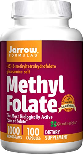 Jarrow Formulas Methyl Folate, Supports Brain, Memory, Cardiovascular Health, 1000 mcg, 100 Count