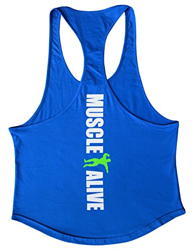 Muscle Alive Mens Bodybuilding Stringer Tank Tops Cotton Racerback Arch Hem