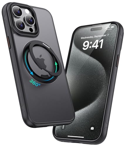 Image of for iPhone 15 Pro Max Case, Compatible with MagSafe, Slim Shockproof Military-Grade Rugged Protective Case with Stand, Camera Control, Comfort Grip (A-Black, iPhone 15 Pro Max)