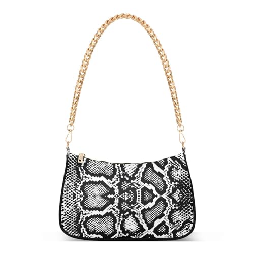 Shoulder Bag Snake Skin Black White Women Clutch Handbag Shoulder Purch Boho Bag Date Chain Bag Tote Bag Spring Holiday Birthday Gift for Girlfriend, Wife, Lover