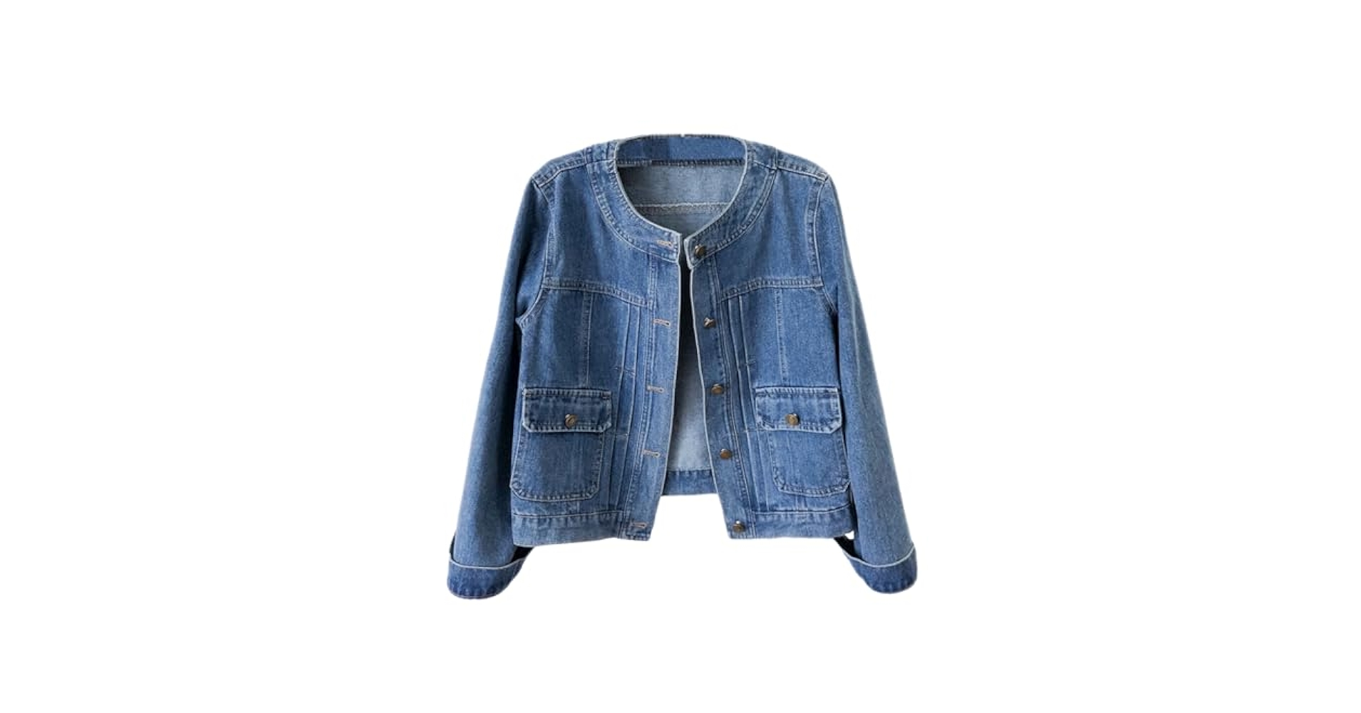 BlueFire2015 Women's Collarless Long Sleeve Denim Jacket