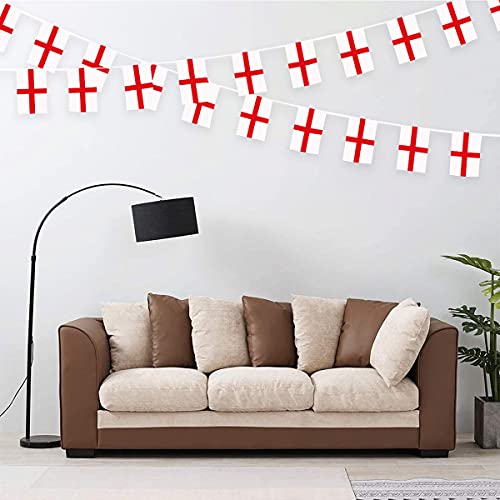 Image of AhfuLife 33 Ft England String Flags Banner for World Cup Decorations 2026, 30 Pcs Small St George String Bunting Flags - Double Sided for National Day Football Sports Events Celebration(5.5x8.3 Inch)