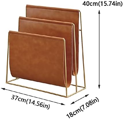 Modern PU Leather Magazine Holder - Stylish Metal Newspaper Rack for Living Room, Bedroom, Office - Sofa-Side Storage Organizer for Books and Magazines