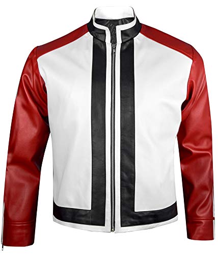 King Of Fighters 14 Game Rock Howard Red & White Leather Jacket,Xxs-3Xl (Large (Best For Chest Size 44)) #TOP25