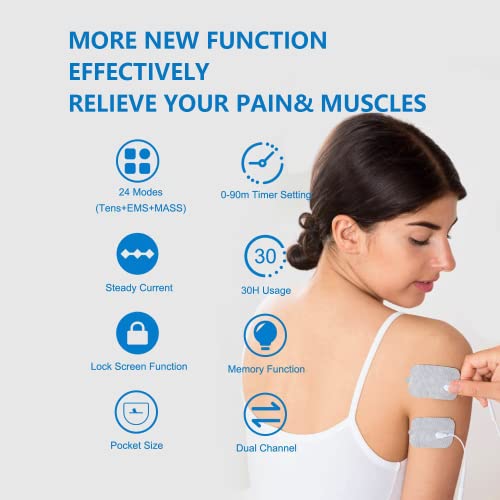 Foxpeed Tens Unit Ems Muscle Stimulator For Pain Relief, Dual Channel Tens Machine Electric Stimulator Physical Therapy With 10Pcs Premium Electrode Pads For Muscle Relief #TOP6
