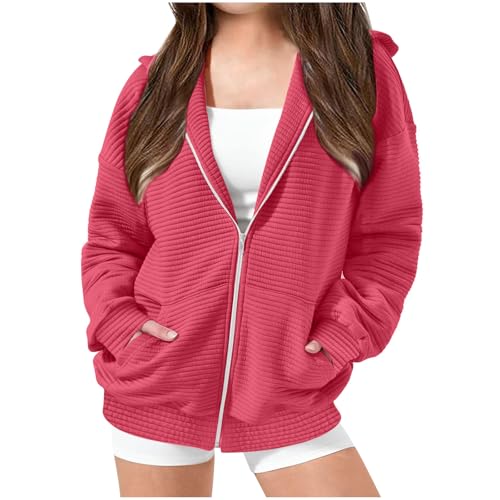 Zip Up Hoodie for Girls Long Sleeve Sweatshirts Fall Outfits Oversized Hoodies Casual Fashion Jackets with Pockets