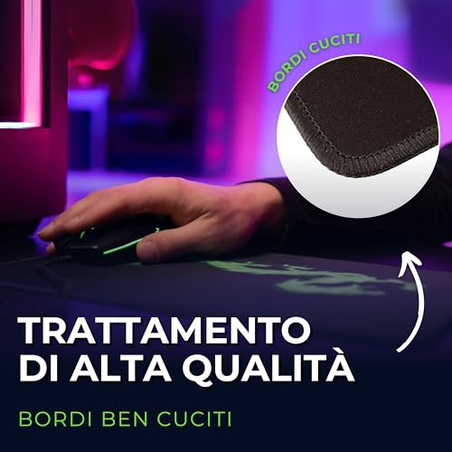 Tappetino Mouse XXL 90 x 40 cm, Grande, Riccio verde, con Bordo Cucito, Durevoli, antiscivolo e silenzioso, gioco ufficio casa, lavabile, arrotolabile, Tappetini per il Gaming Mousepad - Mousepad - Immagine 2
