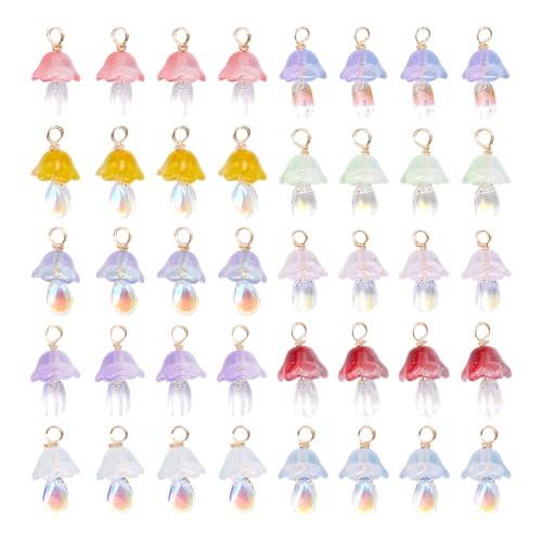 Pendentifs en verre champignon boucle dorée fabrication bijoux DIY 40pcs