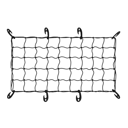 ARKSEN 17" x 33" Heavy Duty Tangle-Free Nylon Cargo Net (3.9" x 3.9" Mesh) Universal Bungee Stretches for Pickup, Truck, Bed, SUV, Roof Rack & Travel