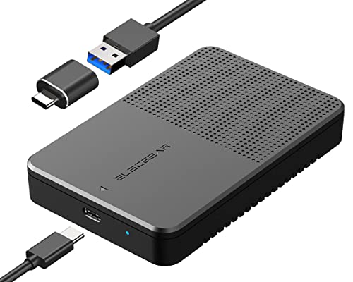 ElecGear USB C 3.1 Gen2 Boîtier Externe pour Disque Dur 2.5'' Pouces de 7mm à 15mm, Adaptateur Case Caddy pour SATA Hard Drive SSD et HDD, Type-A Câble avec USB...