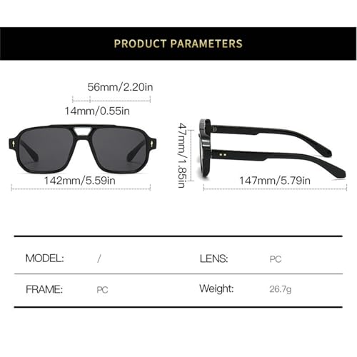 helena Retro Square Pilot Sunglasses Women Men Double beam 70s oversized Vintage Rectangle UV400 Sun Glasses3