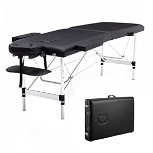 Massage Table Massage Bed Spa Bed 73 Inch 2-Section Aluminium Massage Table W/Face Cradle Carry Case Height Adjustable Foldable Portable Facial Salon Tattoo Bed