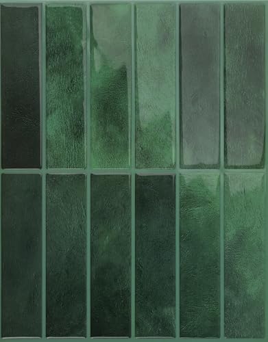 Hode 3D Klebefliesen Küche Grün, Fliesenaufkleber Bad Selbstklebende Fliesen Küche Metro, Fliesenfolie Küchenfliesen Wandfliesen Selbstklebend (29x23cm, 4 Stück)